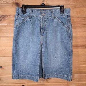 Vintage Y2K Gap Denim Skirt Womens 6 Blue Light Wash Knee Length Front Split